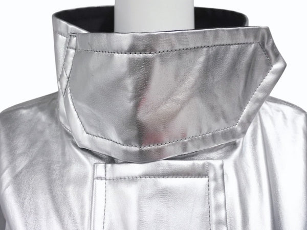 Calvin Klein カルバンクライン 比翼ジャケット アウター サイズ38 コットン ポリウレタンコーティング シルバー ブラック 美品 中古 4b004946