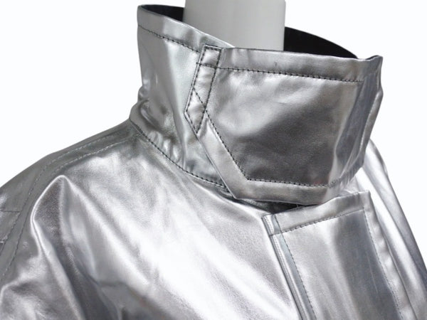 Calvin Klein カルバンクライン 比翼ジャケット アウター サイズ38 コットン ポリウレタンコーティング シルバー ブラック 美品 中古 4b004946