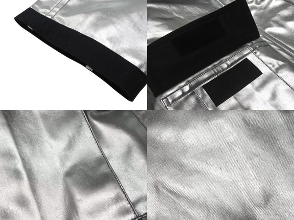 Calvin Klein カルバンクライン 比翼ジャケット アウター サイズ38 コットン ポリウレタンコーティング シルバー ブラック 美品 中古 4b004946