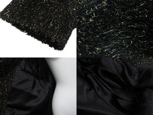 画像をギャラリービューアに読み込む, 極美品 CELINE セリーヌ チェスターコート 2M159264F サイズ48 アクリル 金属繊維 ブラック ゴールド 中古 4b004947