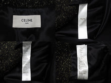 画像をギャラリービューアに読み込む, 極美品 CELINE セリーヌ チェスターコート 2M159264F サイズ48 アクリル 金属繊維 ブラック ゴールド 中古 4b004947