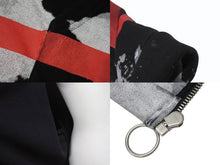 画像をギャラリービューアに読み込む, OFF-WHITE オフホワイト リキッド ペイント ジップアップ パーカー ブラック レッド コットン シルバー金具 サイズXL 美品 中古 4b004952