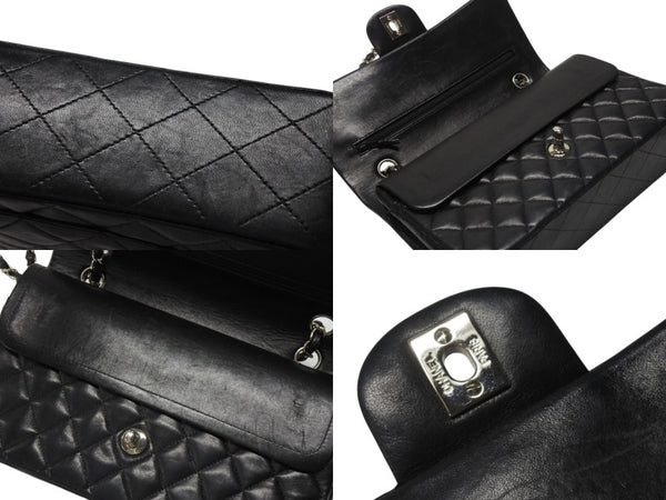CHANEL シャネル マトラッセ25 Wフラップ Wチェーンショルダーバッグ 6番台 ココマーク ラムスキン ブラック 美品 中古 4b004966