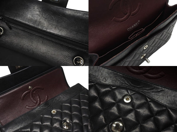 CHANEL シャネル マトラッセ25 Wフラップ Wチェーンショルダーバッグ 6番台 ココマーク ラムスキン ブラック 美品 中古 4b004966