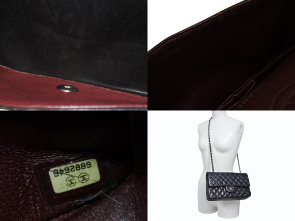 CHANEL シャネル マトラッセ25 Wフラップ Wチェーンショルダーバッグ 6番台 ココマーク ラムスキン ブラック 美品 中古 4b004966