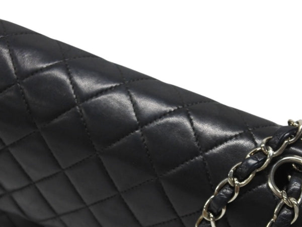CHANEL シャネル マトラッセ25 Wフラップ Wチェーンショルダーバッグ 6番台 ココマーク ラムスキン ブラック 美品 中古 4b004966