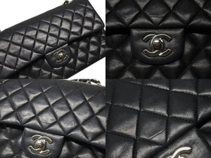 CHANEL シャネル マトラッセ25 Wフラップ Wチェーンショルダーバッグ 6番台 ココマーク ラムスキン ブラック 美品 中古 4b004966