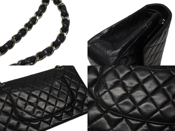 CHANEL シャネル マトラッセ25 Wフラップ Wチェーンショルダーバッグ 6番台 ココマーク ラムスキン ブラック 美品 中古 4b004966