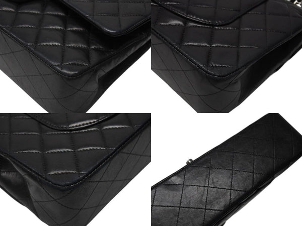 CHANEL シャネル マトラッセ25 Wフラップ Wチェーンショルダーバッグ 6番台 ココマーク ラムスキン ブラック 美品 中古 4b004966