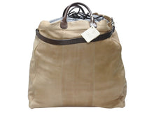 Load image into Gallery viewer, BRUNELLO CUCINELLI ブルネロクチネリ 2WAYバッグ レザー カシミヤ ベージュ ブラウン グレー アンティークシルバー金具 美品 中古 4b004967