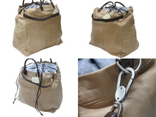 Load image into Gallery viewer, BRUNELLO CUCINELLI ブルネロクチネリ 2WAYバッグ レザー カシミヤ ベージュ ブラウン グレー アンティークシルバー金具 美品 中古 4b004967