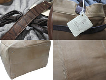 Load image into Gallery viewer, BRUNELLO CUCINELLI ブルネロクチネリ 2WAYバッグ レザー カシミヤ ベージュ ブラウン グレー アンティークシルバー金具 美品 中古 4b004967