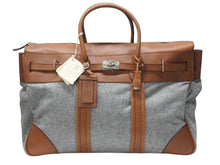 Load image into Gallery viewer, Brunello Cucinelli ブルネロクチネリ カントリーバッグ ビジネスバッグ レザー ウール ブラウン グレー シルバー金具 美品 中古 4b004968