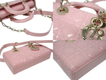 Load image into Gallery viewer, 極美品 Christian Dior クリスチャンディオール Lady Dior レディディオール スモール 2WAYバッグ ピンク ヴェルニ 中古 4b004970