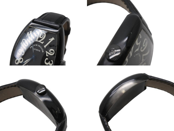 FRANCK MULLER フランクミュラー カサブランカ ノアール Ref.5850 SC CASA NR 100本限定 腕時計 黒文字盤 型押し革ベルト 自動巻き 美品 中古 4b004978