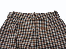 Load image into Gallery viewer, 新品同様 AREA エリア ウール コットン混 チェック柄 ワイドパンツ クリスタル付き ブラウン サイズ4 中古 4b004986