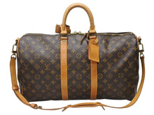 画像をギャラリービューアに読み込む, LOUIS VUITTON ルイヴィトン キーポル バンドリエール45 ボストンバッグ M41418 モノグラム ブラウン ゴールド金具 美品 中古 4b004988