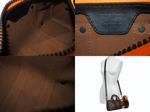 極美品 LOUIS VUITTON ルイヴィトン キーポルXS LVフレンドニットパペット ヴァージル期 M80118 モノグラムキャンバス レザー ブラウン オレンジ 中古 4b004886