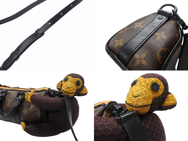極美品 LOUIS VUITTON ルイヴィトン キーポルXS LVフレンドニットパペット ヴァージル期 M80118 モノグラムキャンバス レザー ブラウン オレンジ 中古 4b004886