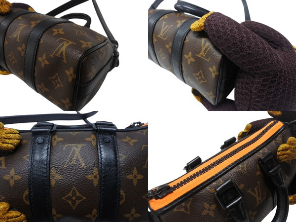 極美品 LOUIS VUITTON ルイヴィトン キーポルXS LVフレンドニットパペット ヴァージル期 M80118 モノグラムキャンバス レザー ブラウン オレンジ 中古 4b004886