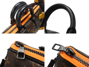 極美品 LOUIS VUITTON ルイヴィトン キーポルXS LVフレンドニットパペット ヴァージル期 M80118 モノグラムキャンバス レザー ブラウン オレンジ 中古 4b004886
