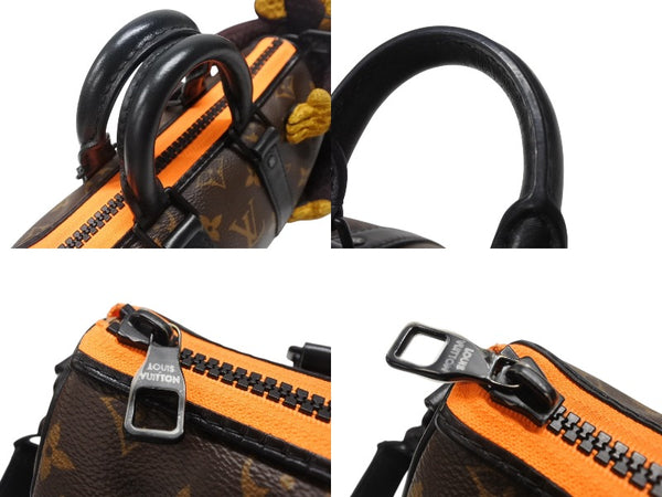 極美品 LOUIS VUITTON ルイヴィトン キーポルXS LVフレンドニットパペット ヴァージル期 M80118 モノグラムキャンバス レザー ブラウン オレンジ 中古 4b004886