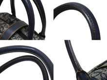 Load image into Gallery viewer, Christian Dior クリスチャンディオール ダブルサドルバッグ MA-0091トロッター ネイビー キャンバス レザー 美品 中古 4b004991