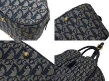 Load image into Gallery viewer, Christian Dior クリスチャンディオール ダブルサドルバッグ MA-0091トロッター ネイビー キャンバス レザー 美品 中古 4b004991