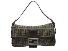 画像をギャラリービューアに読み込む, FENDI フェンディ ハンドバッグ ズッカ柄 マンマバケット ブラウン キャンバス レザー 26424 シルバー金具 美品 中古 4b004992
