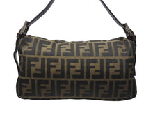 画像をギャラリービューアに読み込む, FENDI フェンディ ハンドバッグ ズッカ柄 マンマバケット ブラウン キャンバス レザー 26424 シルバー金具 美品 中古 4b004992