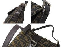 画像をギャラリービューアに読み込む, FENDI フェンディ ハンドバッグ ズッカ柄 マンマバケット ブラウン キャンバス レザー 26424 シルバー金具 美品 中古 4b004992