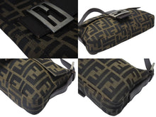 画像をギャラリービューアに読み込む, FENDI フェンディ ハンドバッグ ズッカ柄 マンマバケット ブラウン キャンバス レザー 26424 シルバー金具 美品 中古 4b004992