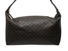 画像をギャラリービューアに読み込む, 極美品 CELINE セリーヌ ハンドバッグ ワンショルダーバッグ 2way マカダム柄 ヴィンテージ PVC レザー ブラック ブラウン 中古 4b004997