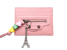 画像をギャラリービューアに読み込む, 新品同様 BALENCIAGA バレンシアガ Le City ルシティ パスケース カードホルダー チャーム付き 2000008574198 ラムスキン ピンク 中古 4b005002