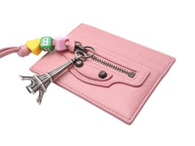 画像をギャラリービューアに読み込む, 新品同様 BALENCIAGA バレンシアガ Le City ルシティ パスケース カードホルダー チャーム付き 2000008574198 ラムスキン ピンク 中古 4b005002