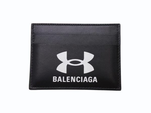 新品未使用 BALENCIAGA × UNDER ARMOUR バレンシアガ アンダーアーマー 25 Spring Collection ロゴ カードケース ブラック カーフスキン 817719 2ABLN 1000 中古 4b005018