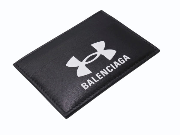 新品未使用 BALENCIAGA × UNDER ARMOUR バレンシアガ アンダーアーマー 25 Spring Collection ロゴ カードケース ブラック カーフスキン 817719 2ABLN 1000 中古 4b005018