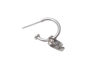 極美品 CHANEL シャネル ココマーク ピアス 両耳 フープ ぶら下がり 08P刻印 2.9g メタル シルバー 中古 4b005026