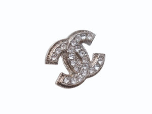 極美品 CHANEL シャネル ココマーク ピアス 両耳 アクセサリー A12V刻印 3.6g メタル ラインストーン シルバー 中古 4b005027