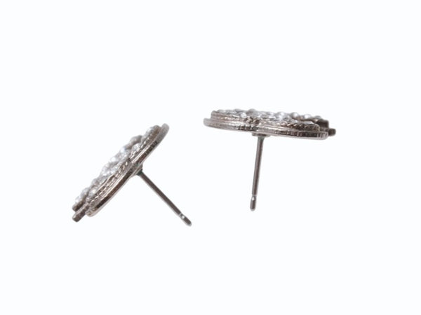 極美品 CHANEL シャネル ココマーク ピアス 両耳 アクセサリー A12V刻印 3.6g メタル ラインストーン シルバー 中古 4b005027