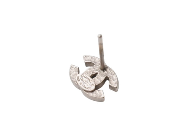 極美品 CHANEL シャネル ココマーク ピアス 重量約1.6g 09V刻印 ラインストーン メタル シルバー クリア 両耳用 中古 4b005029