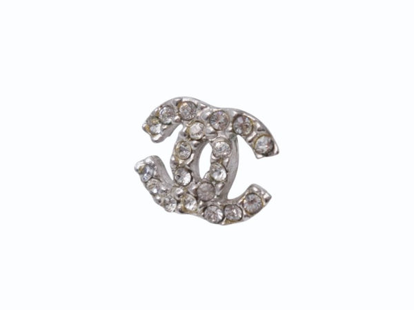 CHANEL シャネル ココマーク ピアス 重量約3.4g 03A刻印 ラインストーン メタル シルバー クリア 両耳用 美品 中古 4b005031