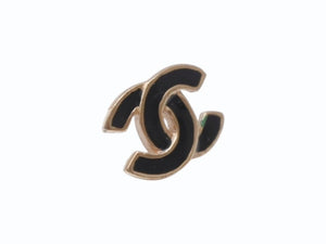 極美品 CHANEL シャネル ココマーク ピアス 両耳 アクセサリー 02A刻印 4.1g GP ブラック ゴールドフレーム 中古 4b005033