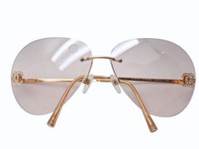 Load image into Gallery viewer, 極美品 CHANEL シャネル リムレス ココマーク サングラス メガネ 4108-B GP ラインストーン ブラウン ゴールド金具 中古 4b005036