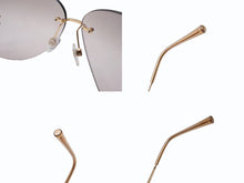 Load image into Gallery viewer, 極美品 CHANEL シャネル リムレス ココマーク サングラス メガネ 4108-B GP ラインストーン ブラウン ゴールド金具 中古 4b005036