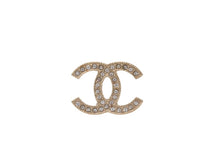 Load image into Gallery viewer, CHANEL シャネル ココマーク ピアス 重量約2.9g F14V刻印 ラインストーン メタル GP ゴールド クリア 両耳用 美品 中古 4b005043