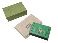 画像をギャラリービューアに読み込む, 新品未使用 GUCCI グッチ GGマトラッセ 二つ折り財布 723786 UM8IG 3219 GGマトラッセレザー グリーン ゴールド金具 中古 4b005047