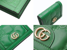 画像をギャラリービューアに読み込む, 新品未使用 GUCCI グッチ GGマトラッセ 二つ折り財布 723786 UM8IG 3219 GGマトラッセレザー グリーン ゴールド金具 中古 4b005047