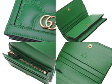 画像をギャラリービューアに読み込む, 新品未使用 GUCCI グッチ GGマトラッセ 二つ折り財布 723786 UM8IG 3219 GGマトラッセレザー グリーン ゴールド金具 中古 4b005047
