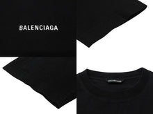 画像をギャラリービューアに読み込む, 極美品 BALENCIAGA バレンシアガ クルーネックカットソー ロゴプリント 641667TJVL4 コットン ブラック サイズM 中古 4b005049